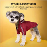 Waterproof Fleece Dog Jacket with Reflective Trim